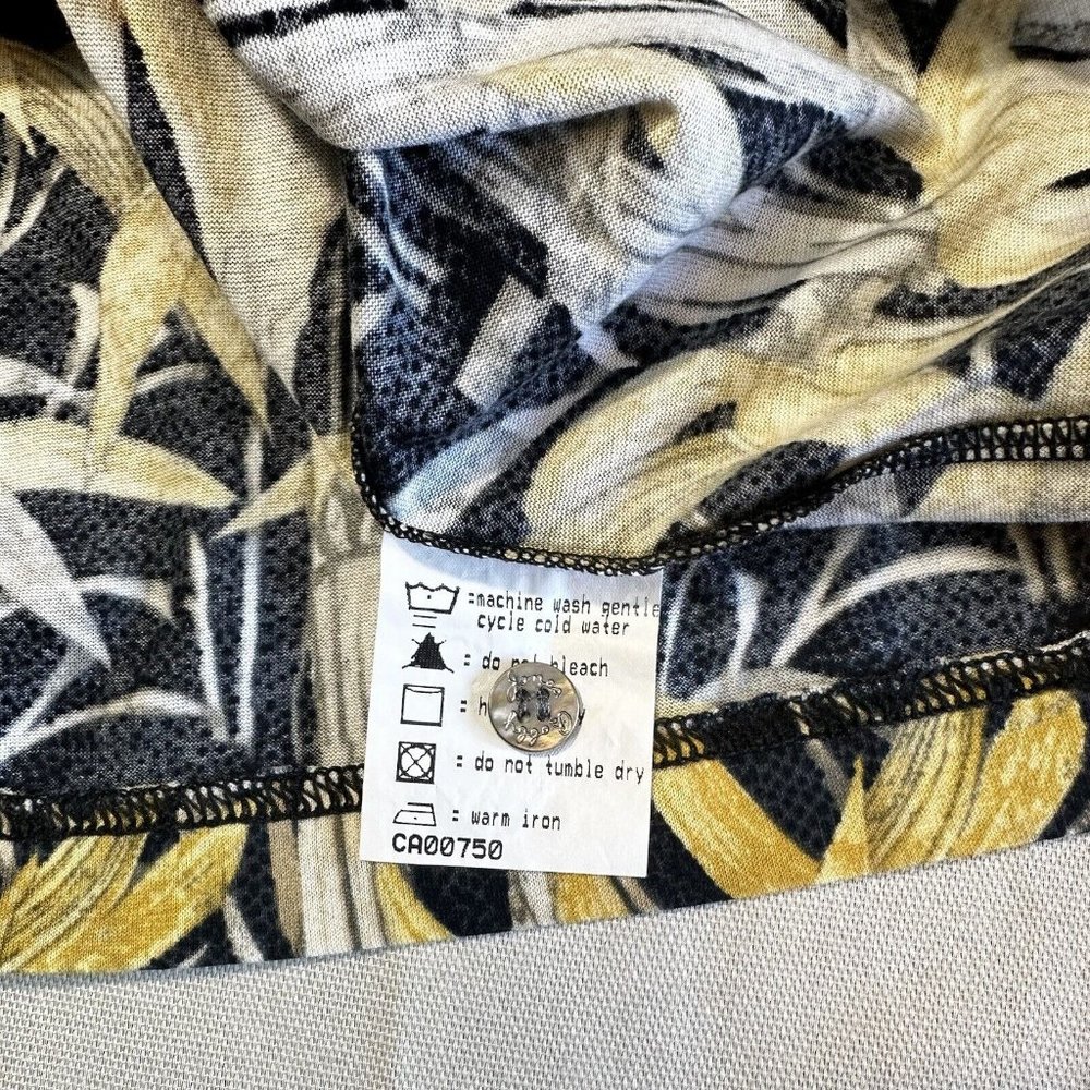 Bobby Jones Colleceion Polo XL Black Yellow Leafy Print Cotton Shirt Italy - Picture 7 of 8